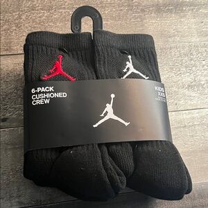 Jordan Black and Red Cushioned Crew Socks 6-Pack